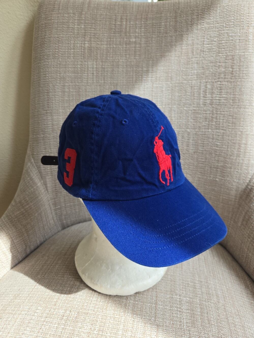 Polo Ralph Lauren Hat Cap Strap Back Big Pony 1967 Blue Red Cotton Adjustable